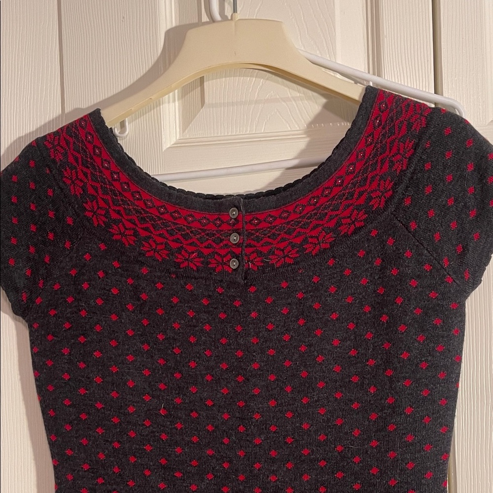 Neve 100% Wool Black and Red Knit Dress